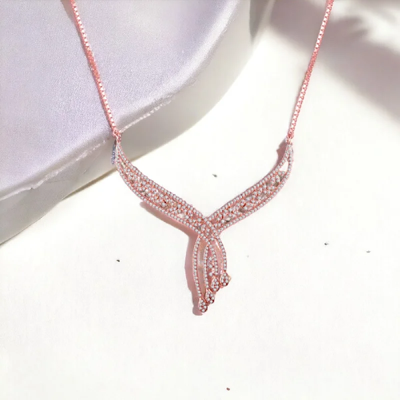 Rune glyph necklace-Rose gold Bib Motif Necklace