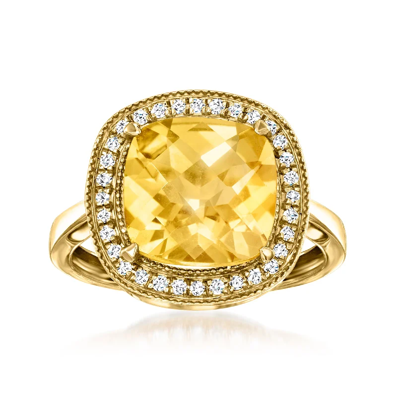 Chia bud ring-Ross-Simons Citrine and . Diamond Ring in 14kt Yellow Gold