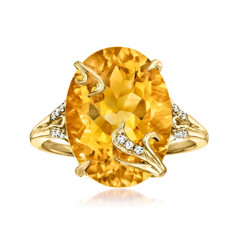 Ross-Simons Citrine Ring With Diamond Accents in 18kt Gold Over Sterling