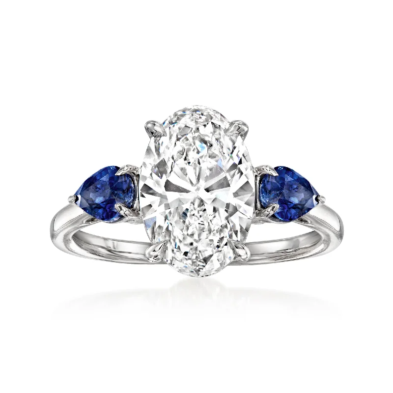 Copper forged ring-Ross-Simons Lab-Grown Diamond Ring With Sapphires in 14kt White Gold