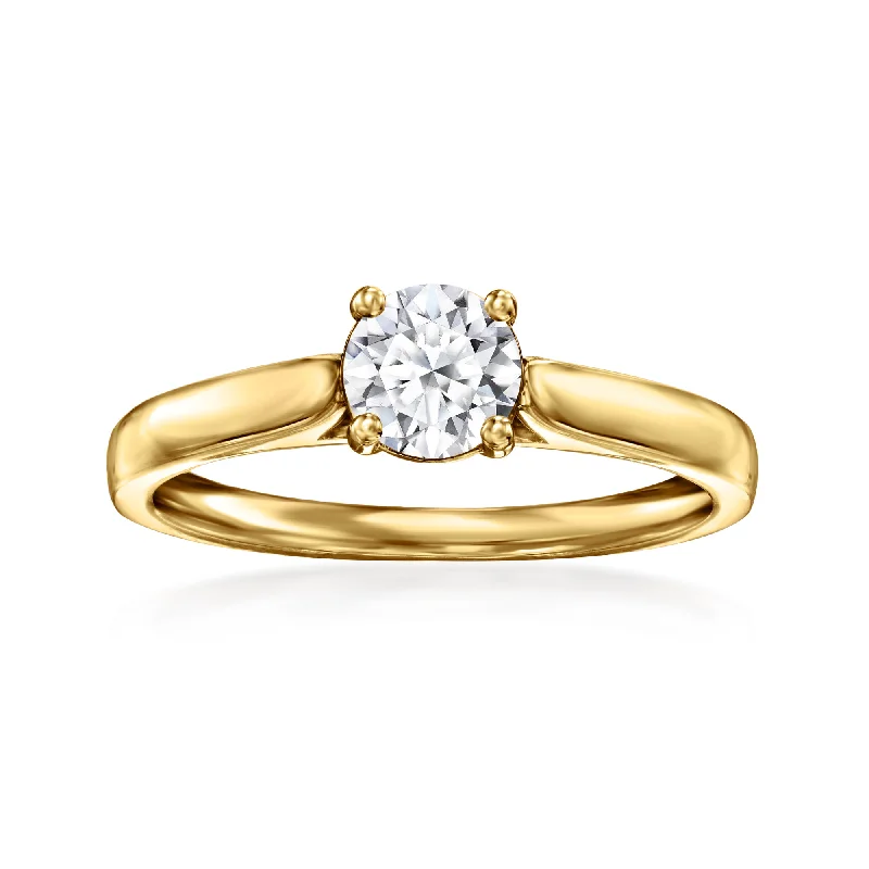 Stamped pattern ring-Ross-Simons Lab-Grown Diamond Solitaire Ring in 18kt Gold Over Sterling