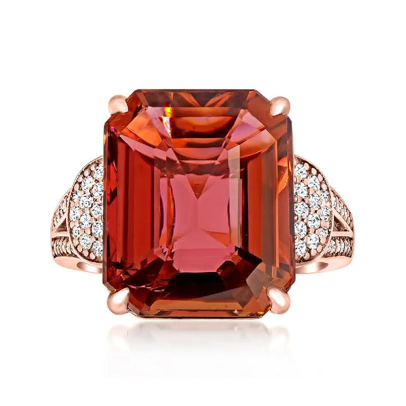 Mystic glow ring-Ross-Simons Pink Tourmaline Ring With . Diamonds in 18kt Rose Gold