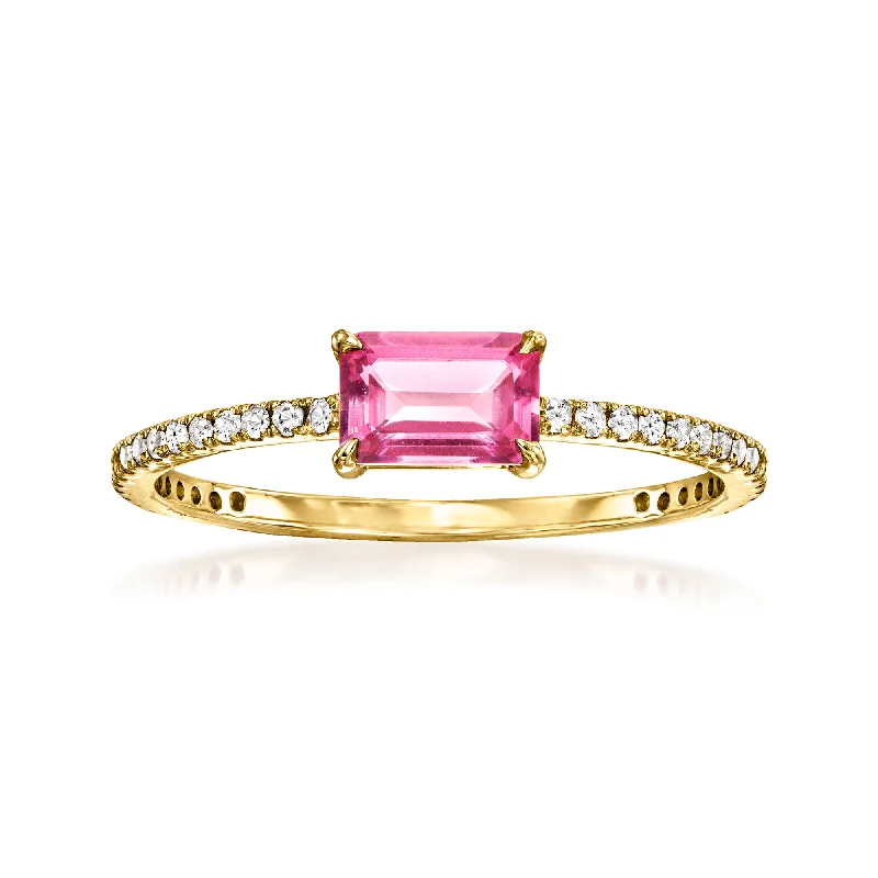 Scythian gold ring-RS Pure by Ross-Simons Pink and White Topaz Ring in 14kt Yellow Gold