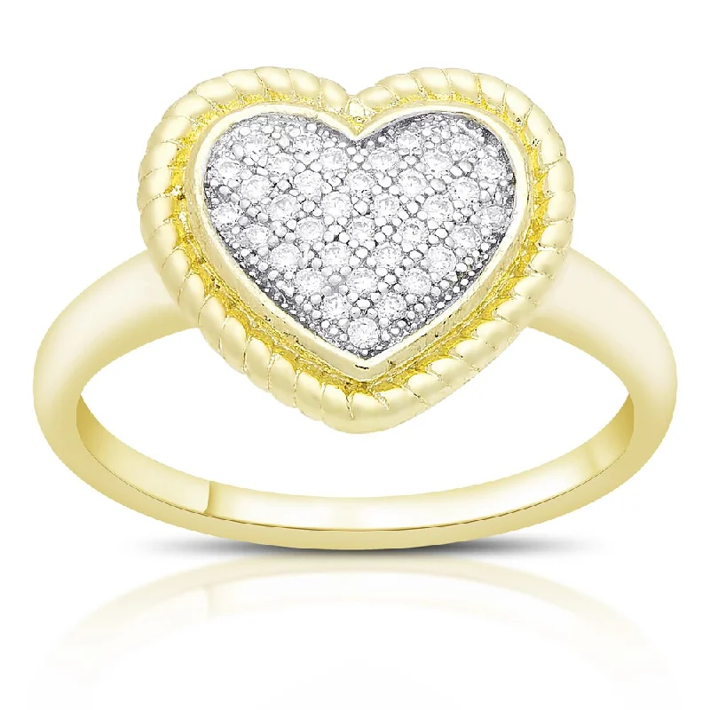 Jute braid ring-Samantha Stone Gold Over Sterling Silver Cubic Zirconia Heart Ring