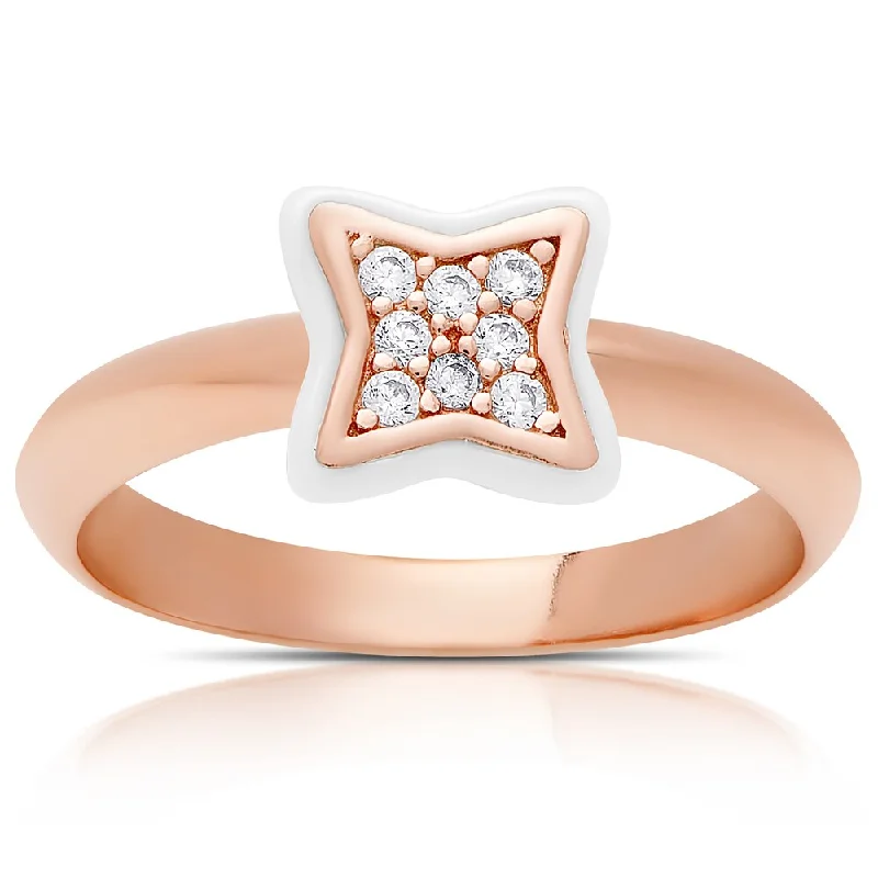 Raw gem ring-Samantha Stone Rose Gold Over Sterling Silver Cubic Zirconia Ceramic Clove Ring