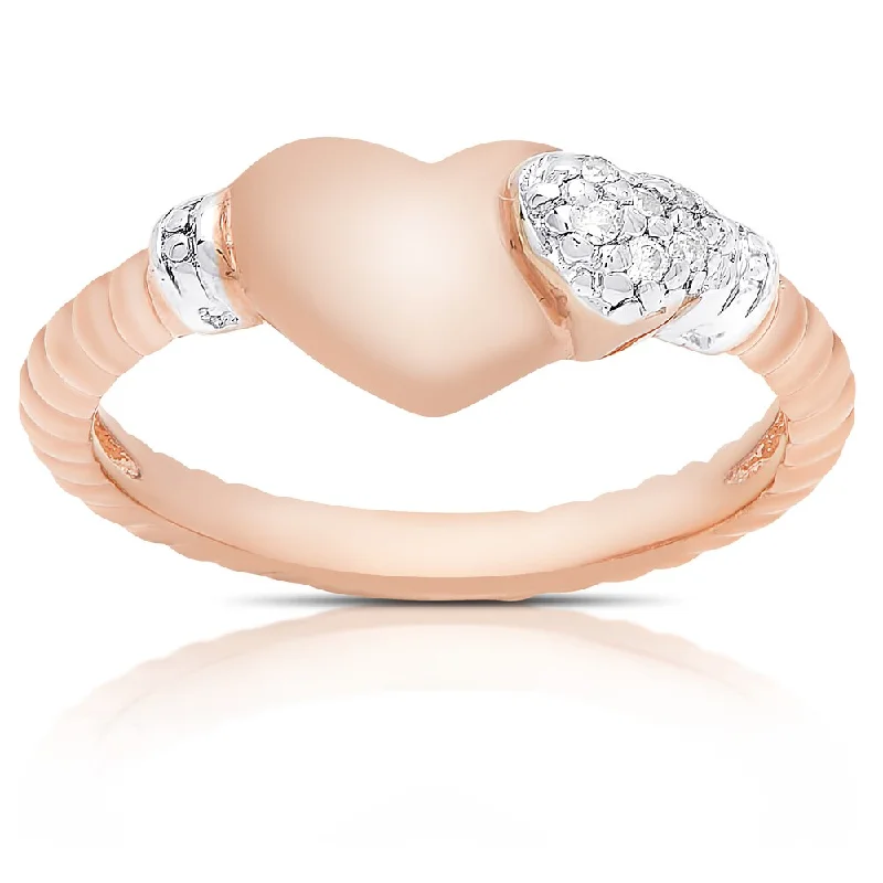 Wool braid ring-Samantha Stone Rose Gold Over Sterling Silver Cubic Zirconia Heart Ring