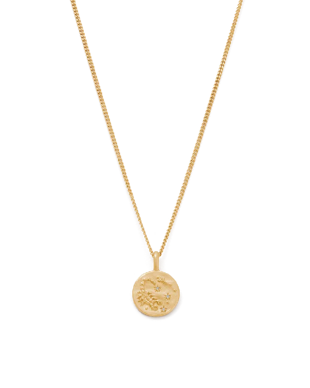 Wavy edge necklace-SCORPIO PETITE ZODIAC NECKLACE (18K GOLD VERMEIL)