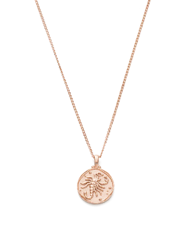 Jute braid necklace-SCORPIO ZODIAC NECKLACE (18K ROSE GOLD VERMEIL)