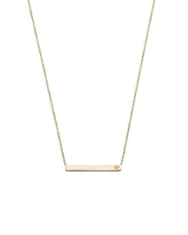 Zinc forged necklace-SENTIMENT DIAMOND BAR NECKLACE (9K GOLD)