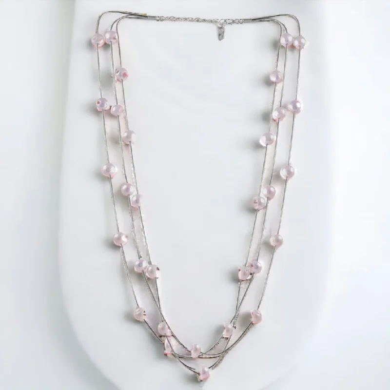 Pivot gem necklace-Silver Multi Silver Pearls Necklace For Women & Girls