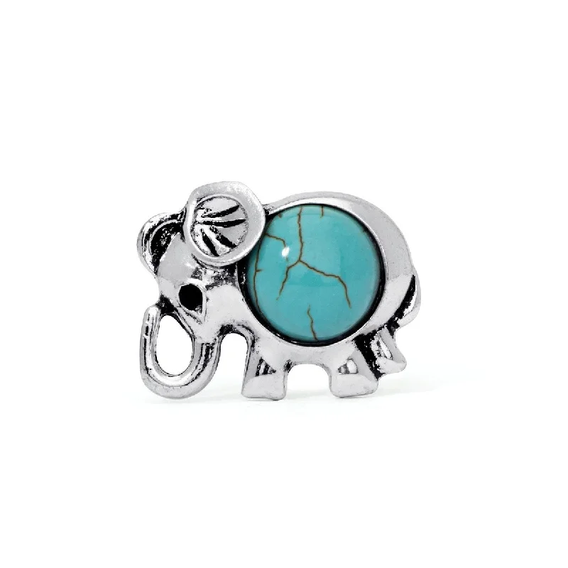 Polished finish ring-Silver Plated Simulated Turquoise Elephant Ring