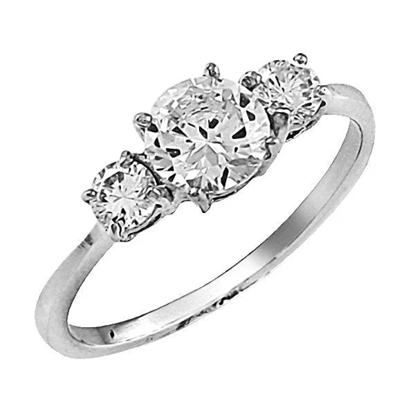 Fused stone ring-Sitara: 1.75ct 3 Stone Russian IOF CZ Stainless Steel Engagement Ring