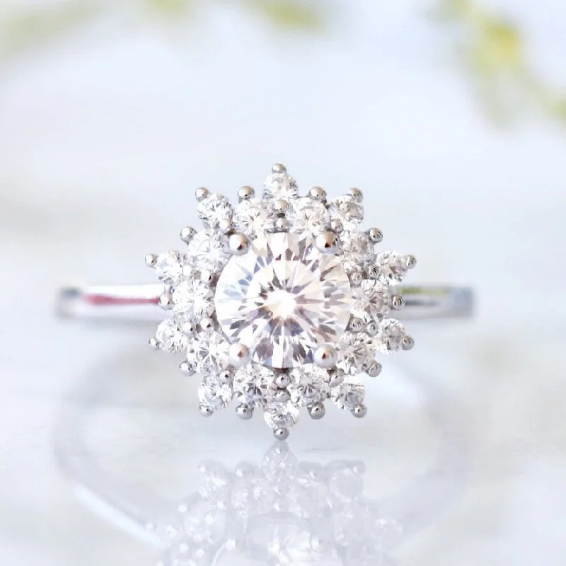 Fog bead ring-Avery Snowflake Diamond Engagement Ring- 14K White Gold