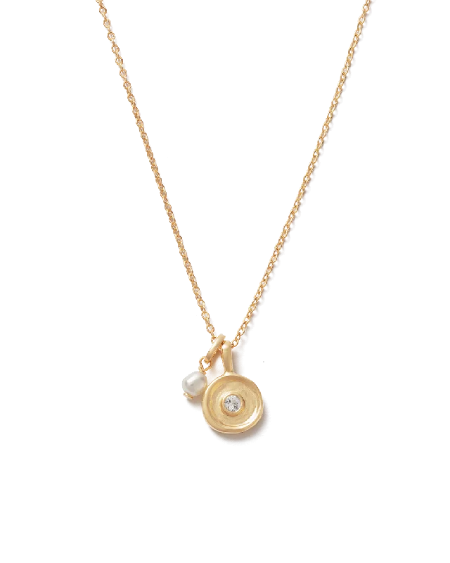 Twin stone necklace-SOLSTICE PEARL NECKLACE (18K GOLD VERMEIL)