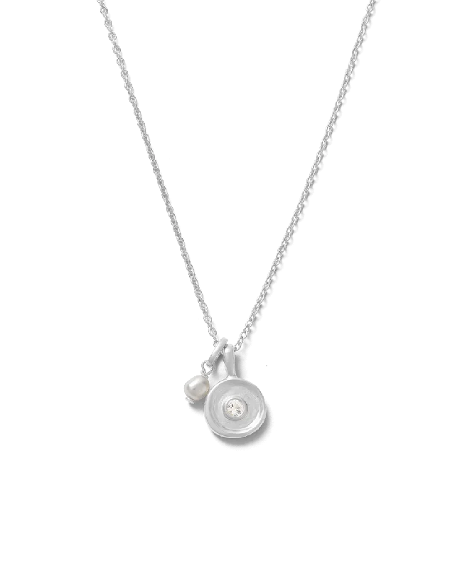 Sunken ridge necklace-SOLSTICE PEARL NECKLACE (STERLING SILVER)