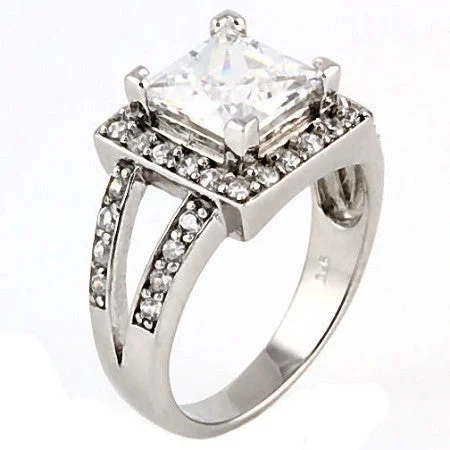 Fossil shard ring-Sophia: 3.62ct Large Princess Cut Solitaire Split Band Engagement Ring