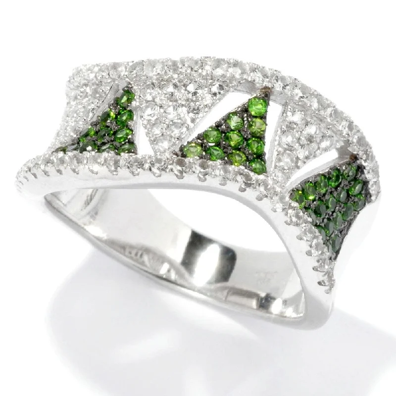 Overlaid layer ring-Sterling Silver 0.77Ctw Chrome Diopside Band Ring