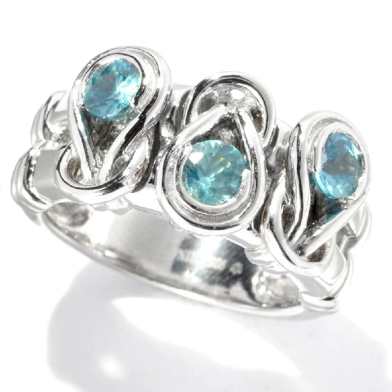 Satin sapphire ring-Sterling Silver 0.93Ctw Blue Zircon Band Ring