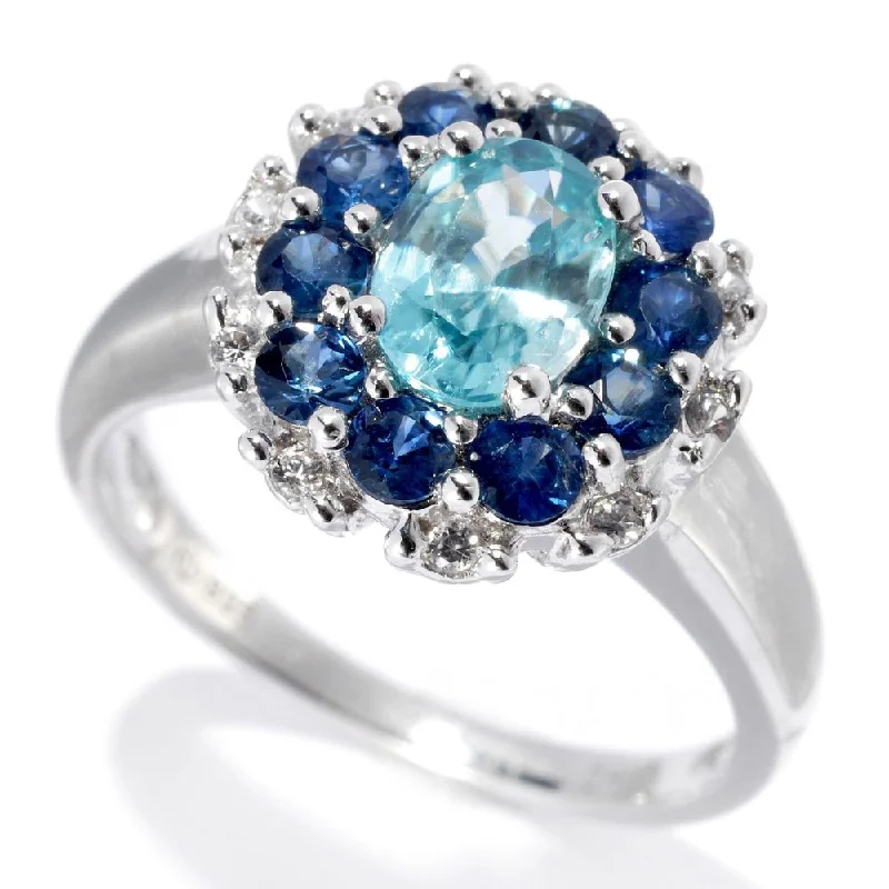 Bamboo braid ring-Sterling Silver 2.63ctw Blue Zircon Ring