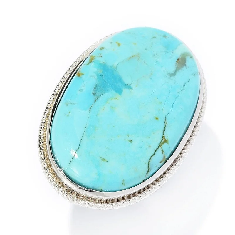 Summit ridge ring-Sterling Silver 33 x 20mm Oval Kingman Mohave Turquoise Ring