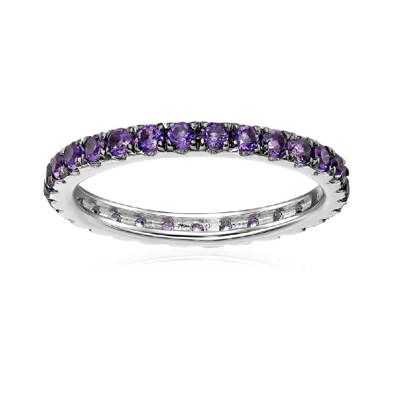 Fractured gem ring-Sterling Silver African Amethyst Eternity Band Ring