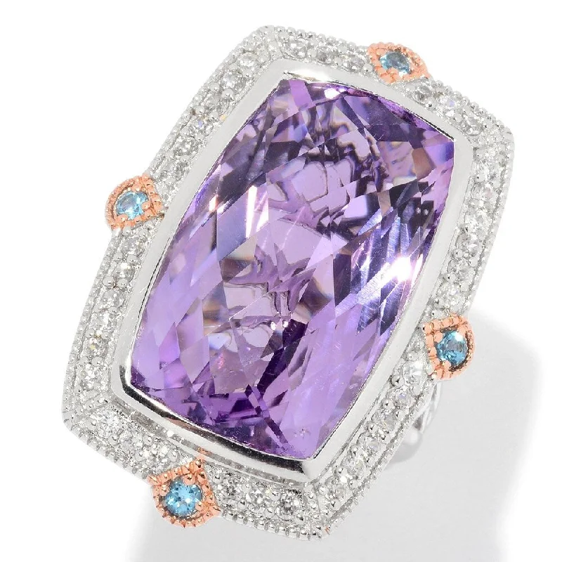 Forged alloy ring-Sterling Silver Two-tone 23.88ctw Amethyst & Multi Gem Ring