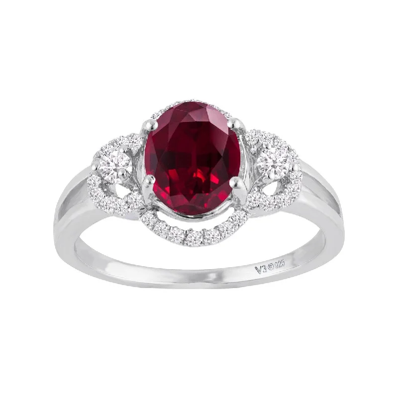 Outer gem ring-Sterling Silver with Ruby and White Zircon Engagement Ring