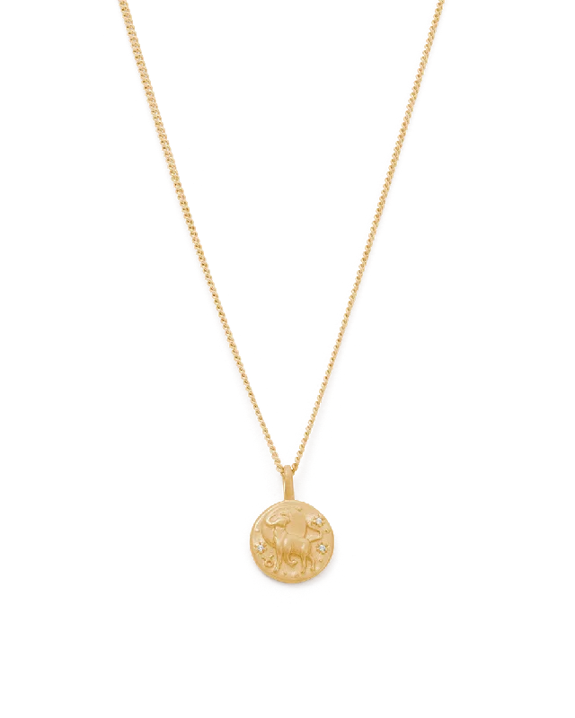 Gritty grain necklace-TAURUS PETITE ZODIAC NECKLACE (18K GOLD VERMEIL)