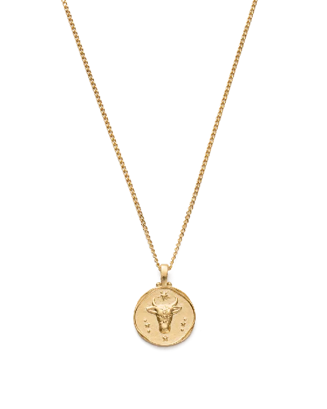 Carved ridge necklace-TAURUS ZODIAC NECKLACE (18K GOLD VERMEIL)