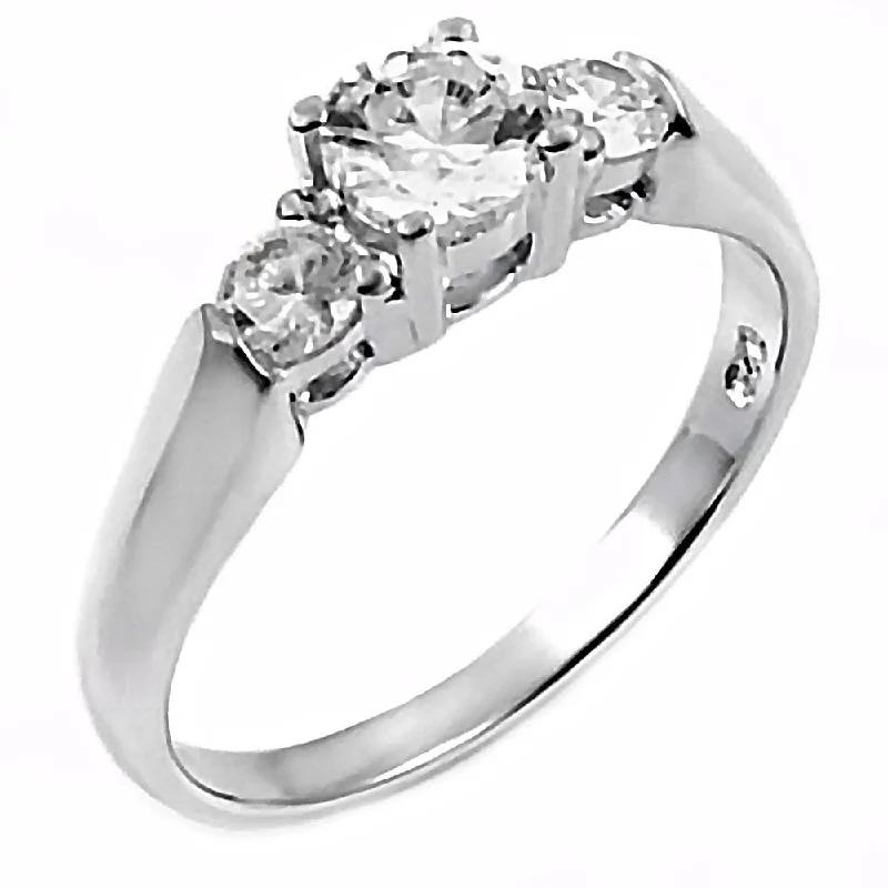 Alloy blend ring-Tracy: 0.75ct Brilliant Russian IOF CZ 3 Stone Promise Engagement Ring