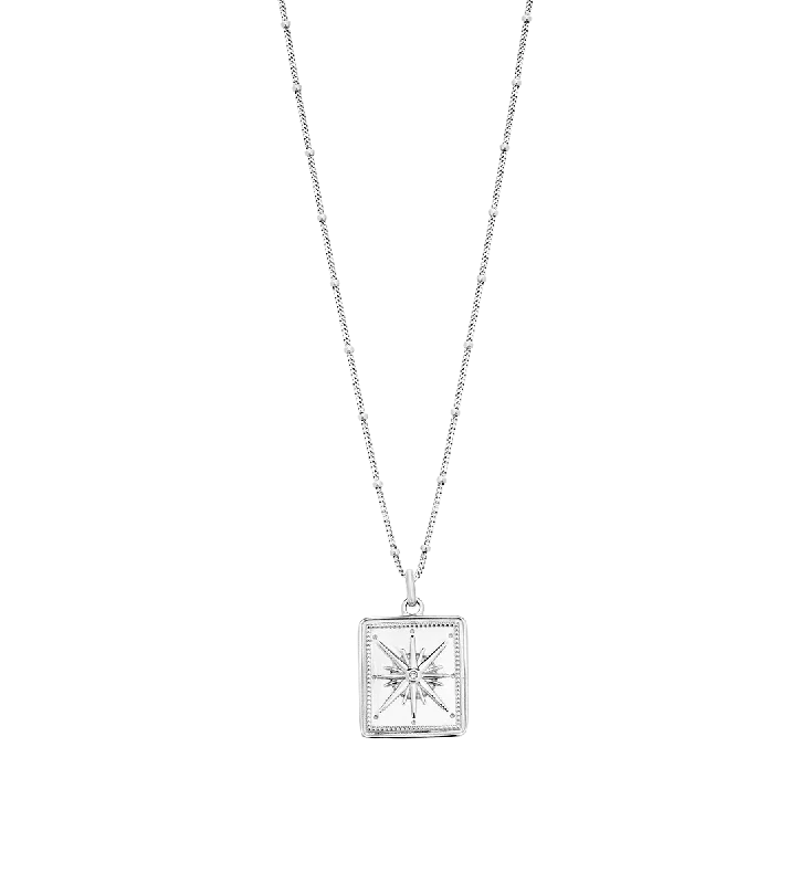 Plaid weave necklace-TRUE NORTH COIN NECKLACE (STERLING SILVER)