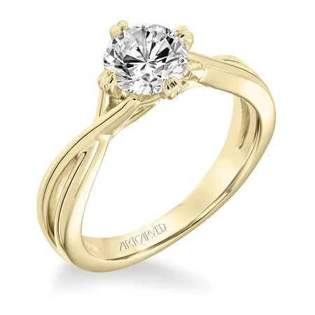 Smooth edge ring-Yellow Gold Engagement Ring