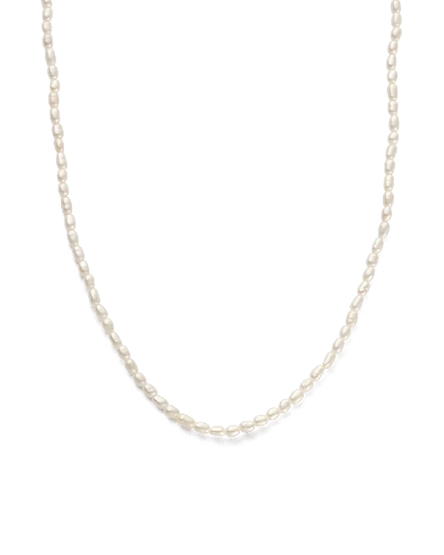 Pivot gem necklace-VACATION PEARL NECKLACE (18K GOLD PLATED)