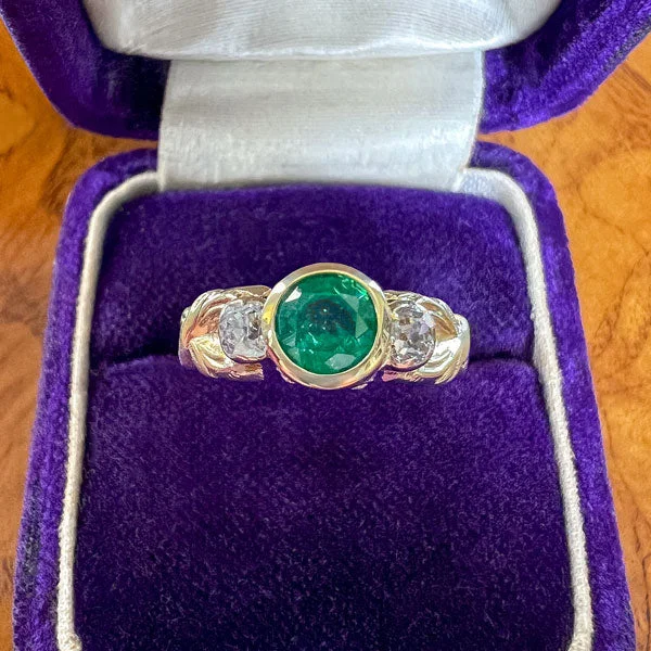 Lined gem ring-Victorian Emerald & Diamond Ring