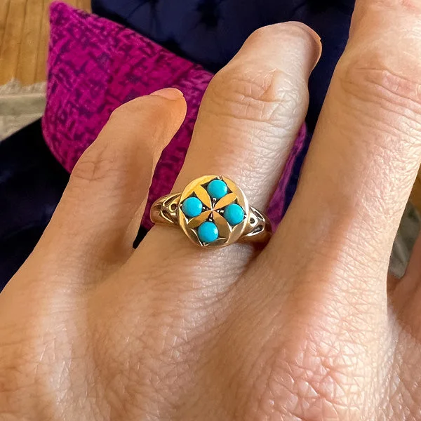 Fused stone ring-Victorian Turquoise Ring