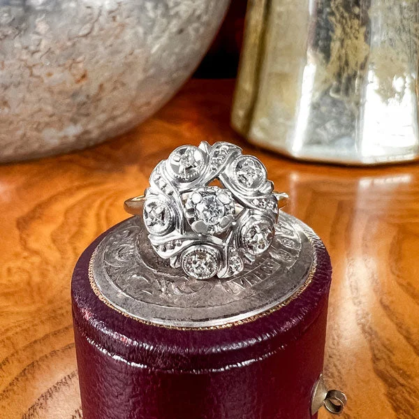 Rye stalk ring-Vintage Diamond Cluster Ring