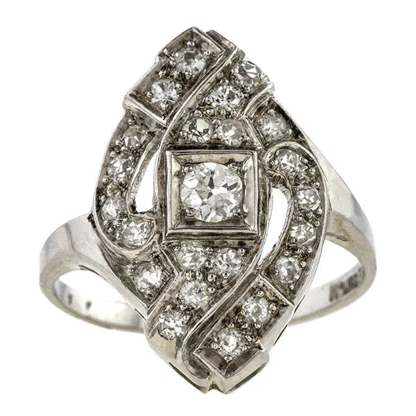 Soft check ring-Vintage Diamond Dinner Ring