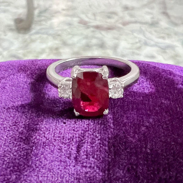 Rune glyph ring-Vintage Ruby & Diamond Ring