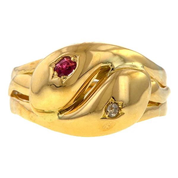 Sisal cord ring-Vintage Ruby & Diamond Snake Ring