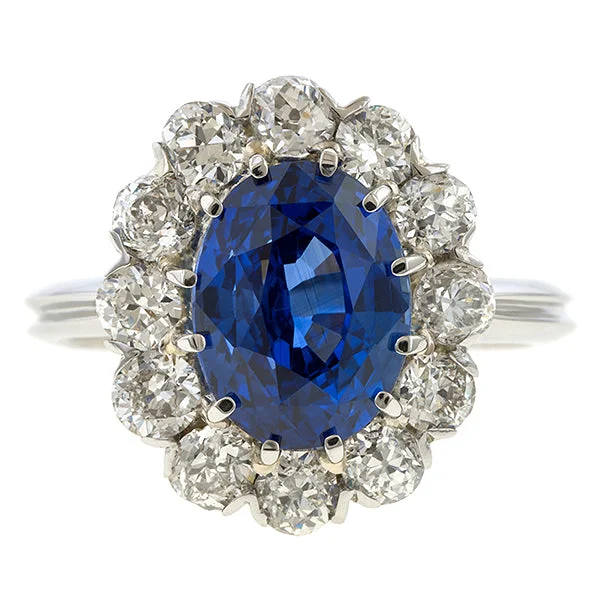 Pocked edge ring-Vintage Sapphire & Diamond Flowerhead Ring, 5.04ct.