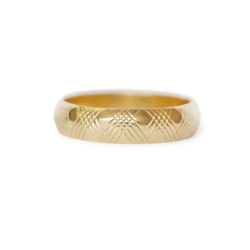 Scythian gold ring-Wide Crosshatch Band