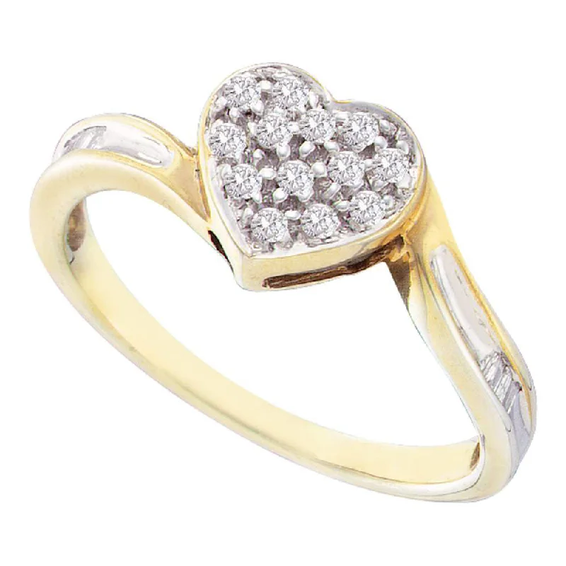 Vermilion topaz ring-Yellow-tone Sterling Silver Womens Round Diamond Heart Ring 1/8 Cttw