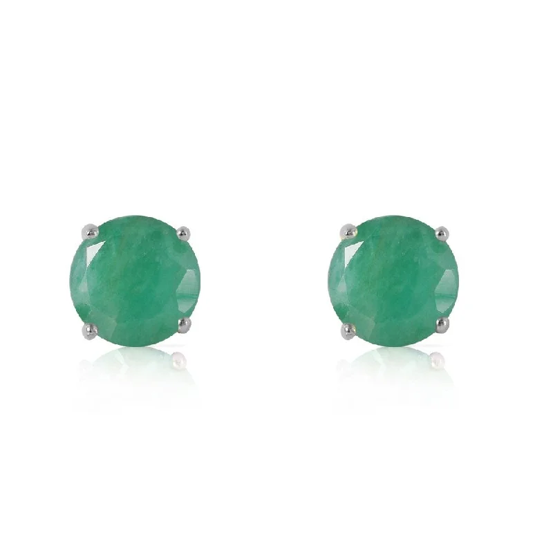 Jute braid earrings-0.95 CTW 14K Solid White Gold Fortress Of Love Emerald Earrings