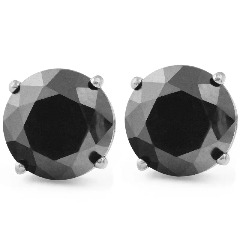 Briolette sapphire earrings-1 1/2ct Black Diamond Screw Back Studs Womens Earrings White Gold