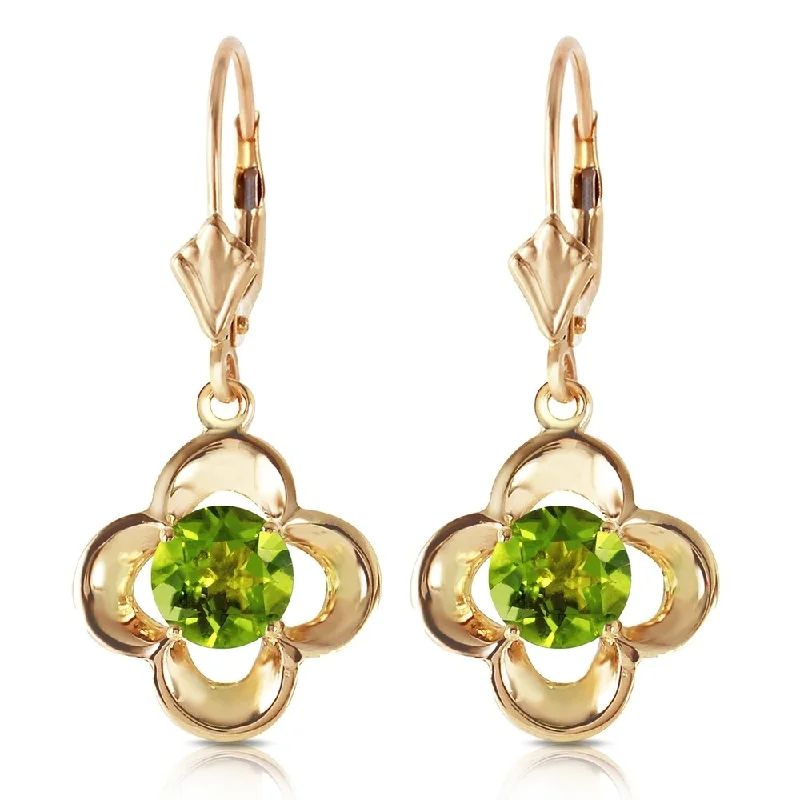 Steel hoop earrings-1.1 Carat 14K Solid Gold Adriatic Sea Peridot Earrings