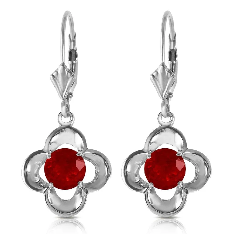 Subtle twist earrings-1.1 Carat 14K Solid White Gold Wonderfully Made Ruby Earrings