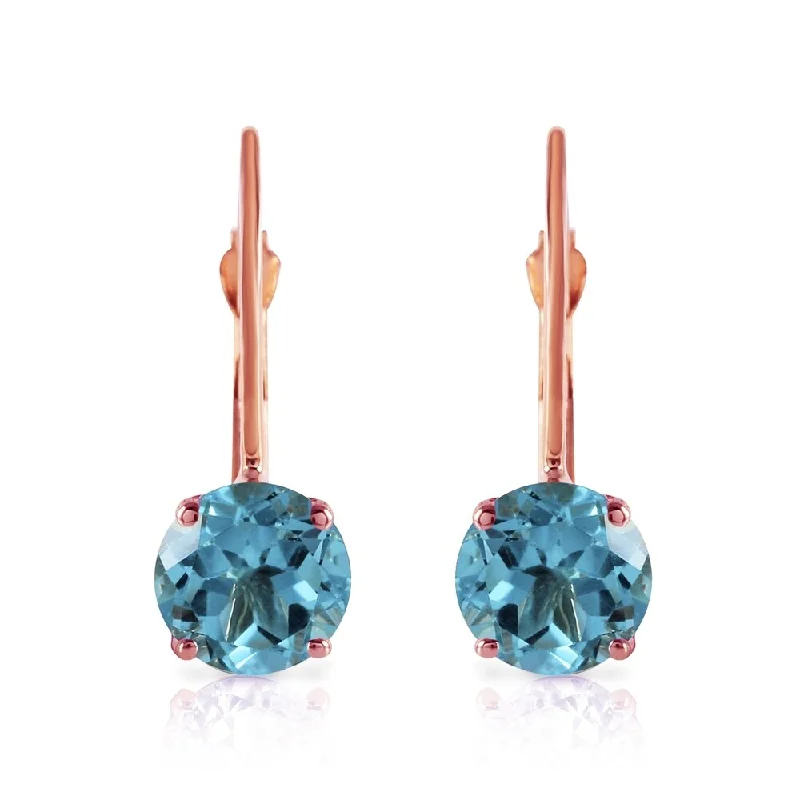 Clam shell earrings-1.2 Carat 14K Solid Rose Gold Solitaire Blue Topaz Earrings