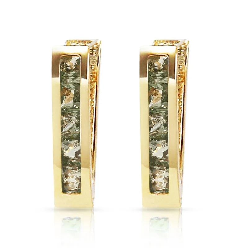 Muted tint earrings-1.3 Carat 14K Solid Gold Huggie Earrings Green Natural Sapphire