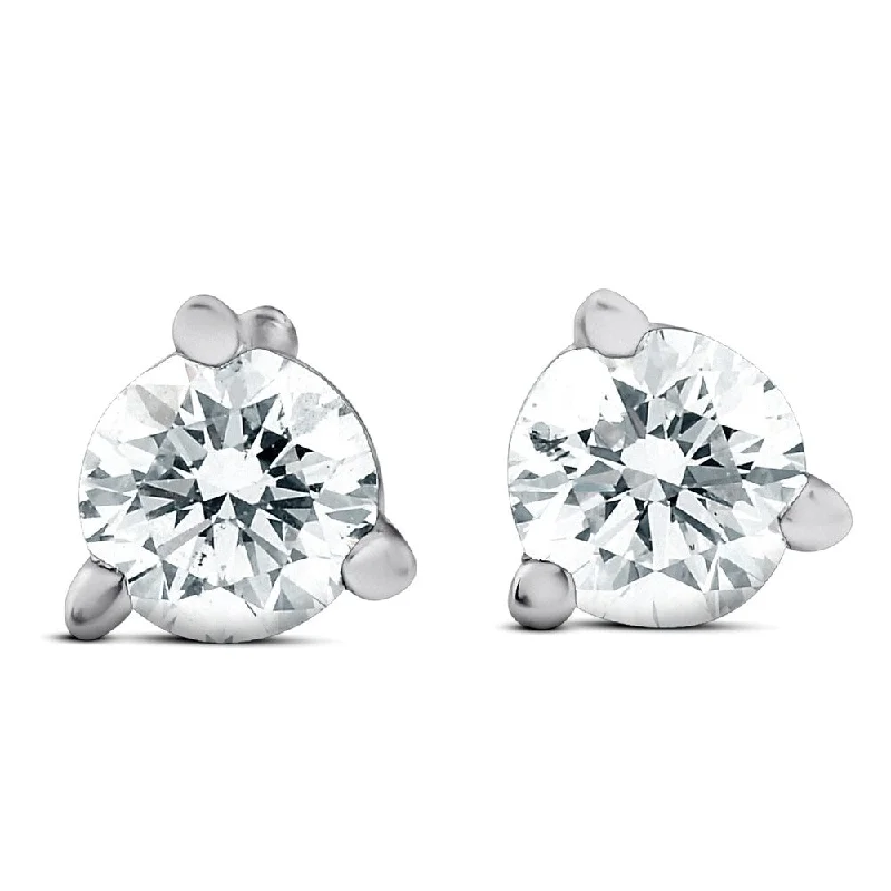 Glossy gem earrings-1/4 cttw Round Diamond Ideal Cut Studs 14k White Gold Lab Grown