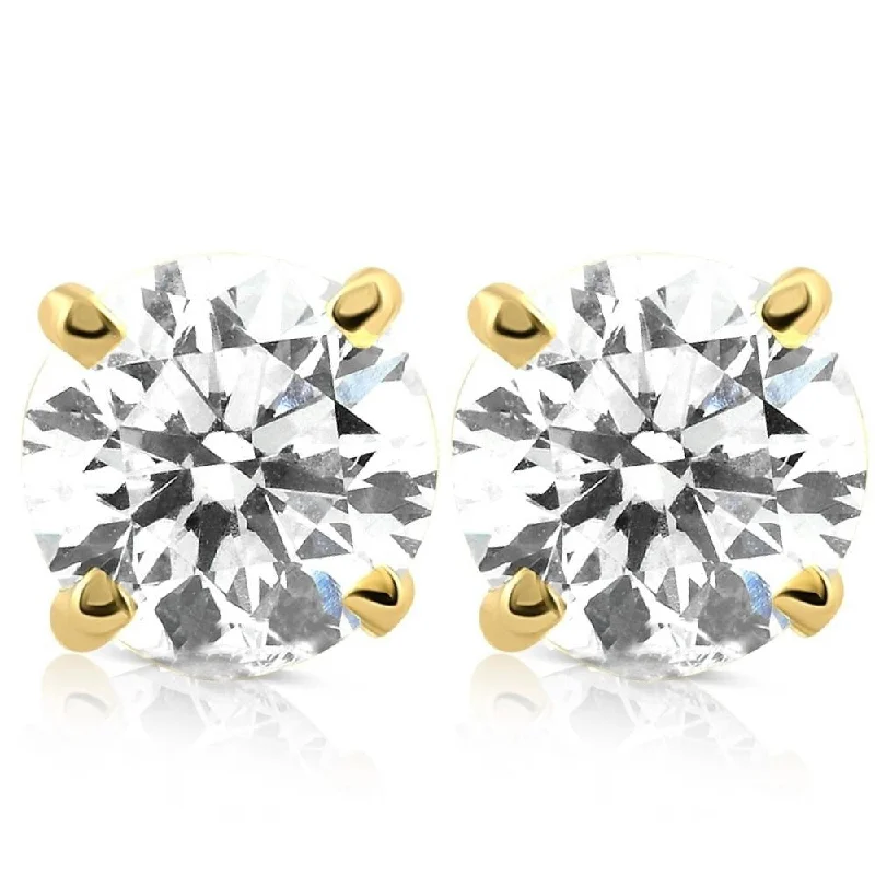 Sepia quartz earrings-1.50ct Lab Grown Diamond Studs 14k Yellow Gold Screw Backs